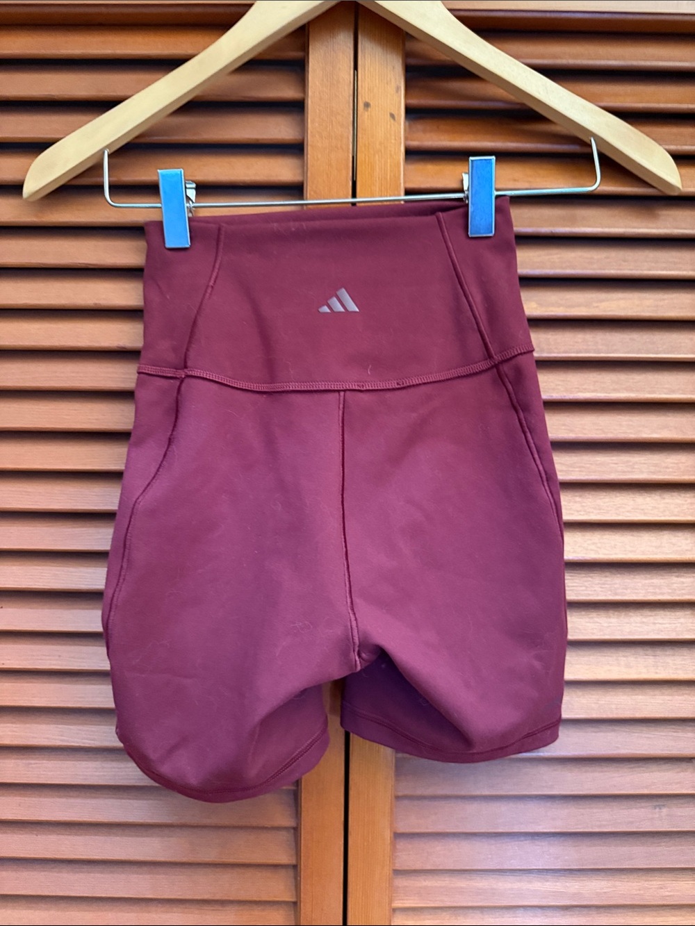 adidas Women's High-Waist Maroon Athletic Biker Shorts - XS